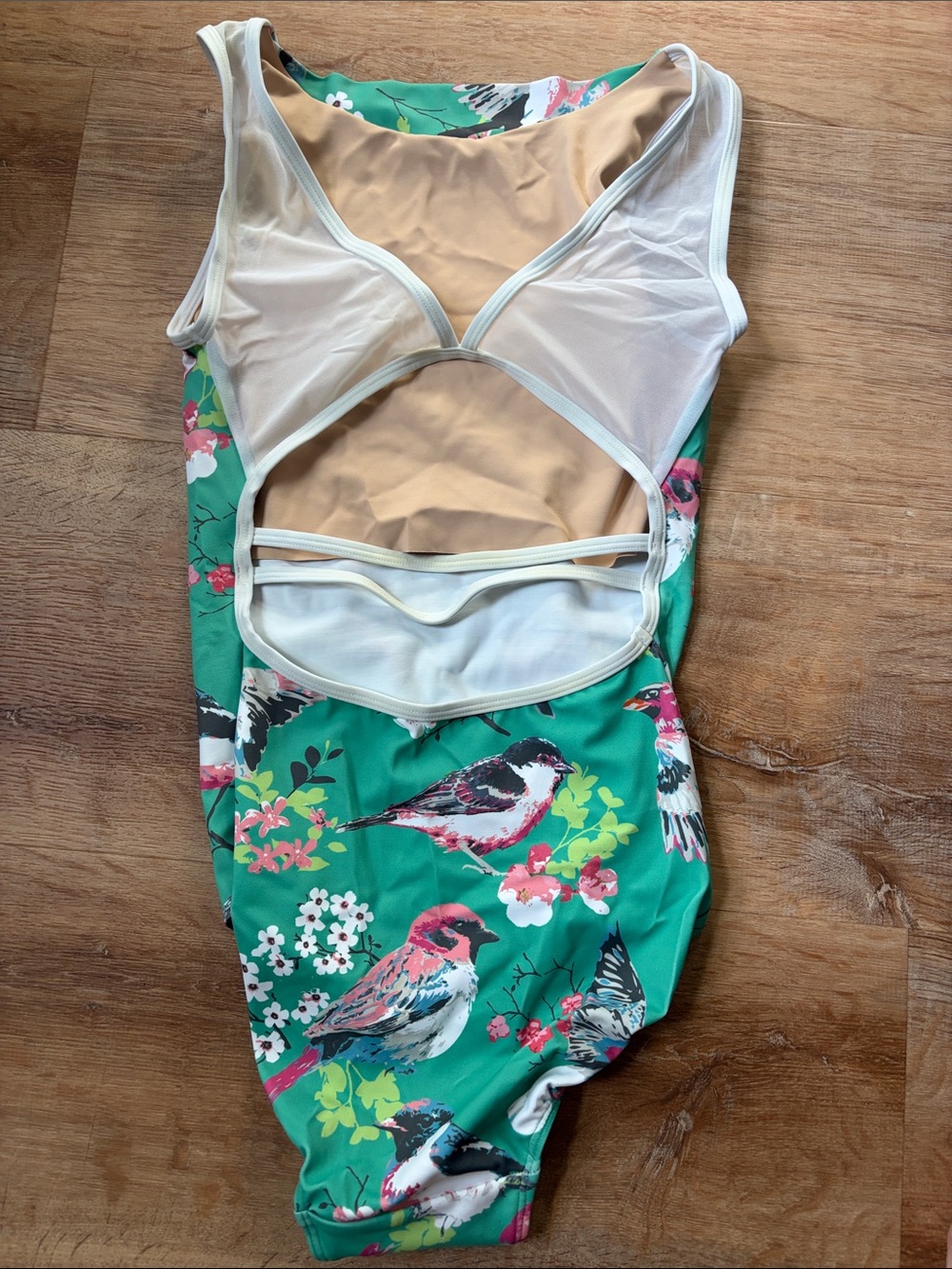 Elevé Green Floral Bird Print Leotard - Picture 3 of 4